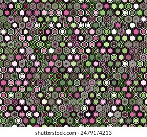 Tileable mosaic background. Geometric elements of varied style and color. Hexagon geometric shapes. Tileable pattern. Seamless background. Awesome vector illustration.