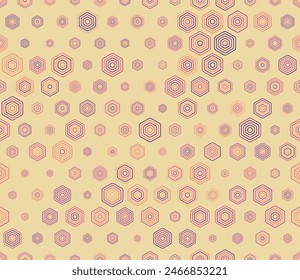 Tileable mosaic background. Multicolored geometric elements of varied size. Rounded stacked hexagons mosaic cells. Hexagon pattern. Tileable pattern. Seamless vector illustration.