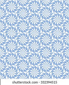 Tileable recurring op twisty shape light color with dark indigo curve bent stripes. Retro billowy form template fond in romantic art style. Lush daisy wheel