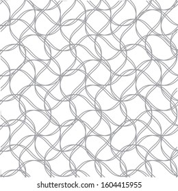 Tileable recurring sinuous warp twist shape dark grey color with squiggly curvy ribbon with intricate nodes. Retro art style billowy wave form template surface