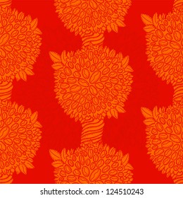 Tile-able  red pattern coffee tree with beans background