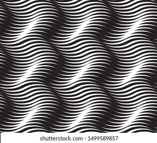 Tileable sinuous warp op twisty shape form tracery light sapphirine color with dark black squiggly bent strokes. billowy curvy wavelike meander winding style distorted template fond