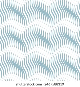 Tileable sinuous warp op wriggle shape form light white color on vivid blue squiggly bent strokes. Vibrant grey parallel simple billowy curvy smooth winding modern style distorted twisty water fond