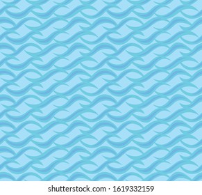 Tileable sinuous warp shape form openwork light celestial color with dark indigo squiggly bent strokes. Billowy curvy wavelike meander winding in simple linear vintage style distorted template fond