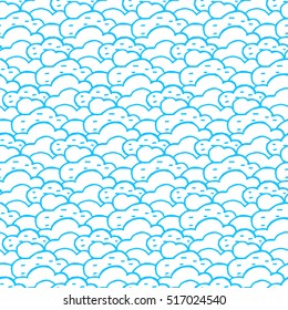 tileable stylized line art background with cloudy sky