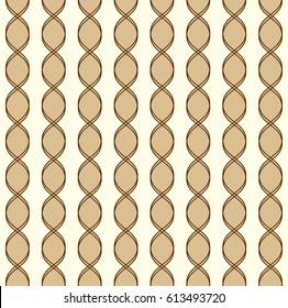 Tileable symmetry wavelike shape dark brown color squiggly thin bent stripes. Billowy curvy form template in vintage art style