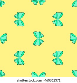 Tileable vintage tender  bow design isolated on white backdrop. Freehand outline ink hand drawn sign sketchy in art doodle retro style pen on paper