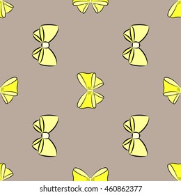 Tileable vintage tender  bow design isolated on white backdrop. Freehand outline ink hand drawn sign sketchy in art doodle retro style pen on paper