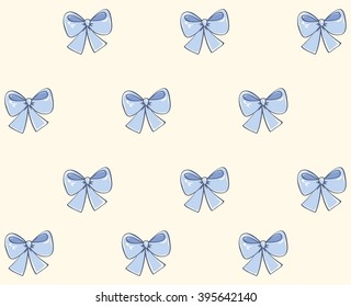 Tileable vintage tender wedding satin light cyan bow design isolated on white fond. Freehand outline ink hand drawn sign sketchy in art doodle retro style pen on paper