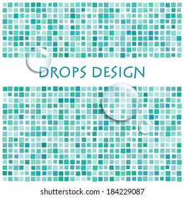 Tiled Abstract Background with Drops of Water 