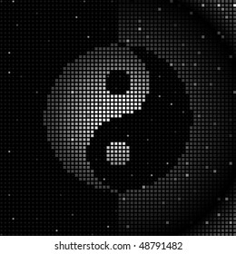 Tiled background forms the yin and yang symbols