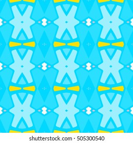 Tiled background with oriental ornaments. Aztec, mexican background. Ethnic tile seamless pattern. Hand drawn boho repeating pattern. Colorful blue indigo geometric seamless texture for swimwear. 
