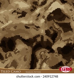 Tiled camouflage vector illustration seamless pattern. 