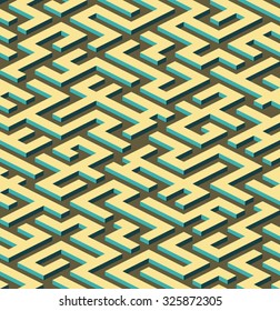 Tiled Colorful 3d Maze Background. Vector Illustration