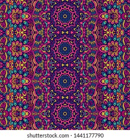 Tiled ethnic boho pattern for fabric. Abstract geometric mosaic vintage seamless pattern ornamental.