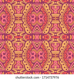 Tiled ethnic boho pattern for fabric. Abstract geometric mosaic vintage seamless pattern ornamental.