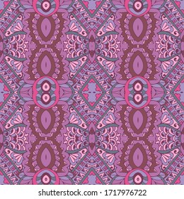 Tiled ethnic boho pattern for fabric. Abstract geometric mosaic vintage seamless pattern ornamental.