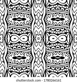 Tiled ethnic boho pattern for fabric. Abstract geometric mosaic vintage seamless pattern ornamental.Wallpaper for coloring