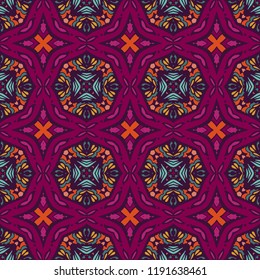 Tiled ethnic pattern for fabric. Abstract geometric mosaic vintage seamless pattern ornamental.