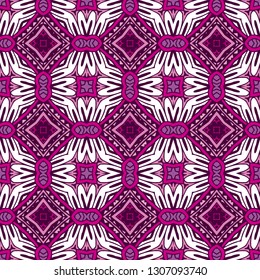 Tiled ethnic pattern for fabric. Abstract geometric mosaic vintage seamless pattern ornamental.