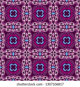 Tiled ethnic pattern for fabric. Abstract geometric mosaic vintage seamless pattern ornamental.