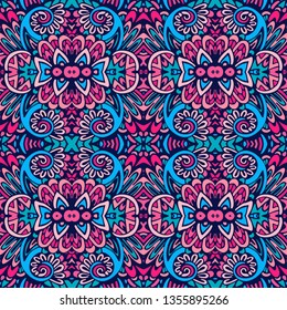 Tiled ethnic pattern for fabric. Abstract geometric mosaic vintage seamless pattern ornamental.