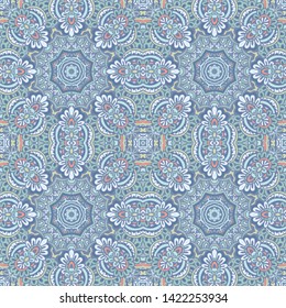 Tiled ethnic pattern for fabric. Abstract geometric mosaic vintage seamless pattern ornamental.