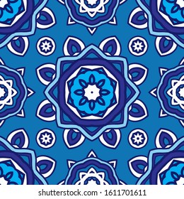 Tiled ethnic pattern for fabric. Abstract geometric mosaic vintage seamless pattern ornamental.