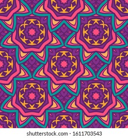 Tiled ethnic pattern for fabric. Abstract geometric mosaic vintage seamless pattern ornamental.