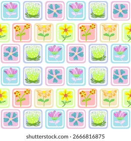Fundo floral ladrilhado, padrão de toalha de mesa floral, cortinas, minimalista, fofo e brilhante, usado para design de padrão.