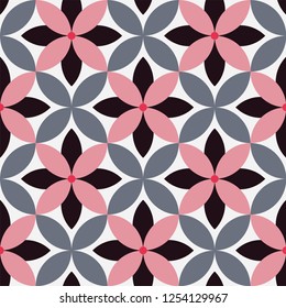 Tiled flower pattern. Abstract geometric floral ornament. Colorful seamless pattern