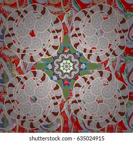 Tiled mandala design, best for print fabric or papper and more. Vector Mandala. Boho style flower seamless pattern. Beige background.