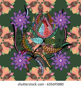 Tiled mandala design, best for print fabric or papper and more. Red background. Vector Mandala. Boho style flower seamless pattern.