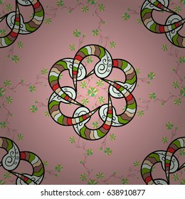 Tiled mandala design, best for print fabric or papper and more. Yellow and pink background. Vector Mandala. Boho style flower seamless pattern.