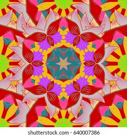 Tiled mandala design, best for print fabric or papper and more. Vector Mandala on white background. Boho style flower seamless pattern.