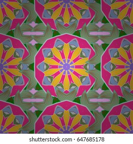 Tiled mandala design, best for print fabric or papper and more. Vector Mandala on white background. Boho style flower seamless pattern.