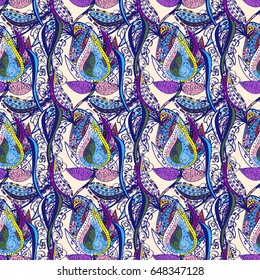 Tiled mandala design, best for print fabric or papper and more. Vector Mandala. Boho style flower seamless pattern. Blue background.