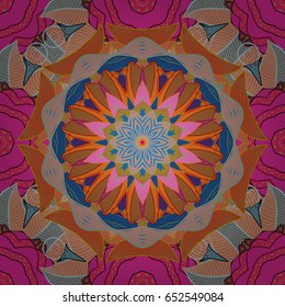Tiled mandala design, best for print fabric or papper and more. Background. Vector Mandala. Boho style flower seamless pattern.