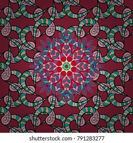 Tiled mandala design, best for print fabric or papper and more. Boho style flower seamless pattern. Red, neutral and black colors. Vector Mandala.