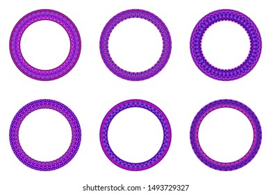 Tiled mosaic circle border collection - abstract geometrical vector designs elementss