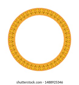 Tiled mosaic circular frame - colorful ornamental vector element from geometrical shapes