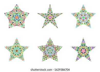 Tiled mosaic ornament star symbol template collection - geometrical polygonal abstract ornamental vector designs elementss from triangle tiles