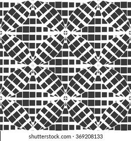 Tiled mosaic pattern, square, circle, seamless vector background.