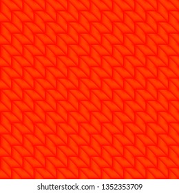 Tiled pattern of bright orange rhombuses and red triangles in a zigzag. Volumetric geometry for the background and design of strict elements.