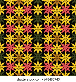 Tiled pattern flower, star, seamless vector background.