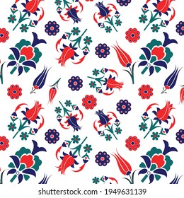 Patrón de baldosas con motivos de tulipán diseño islámico y otomano
