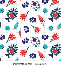 Tiled pattern tulip motif islamic and ottoman design