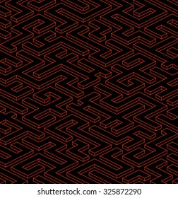 Tiled red 3d maze background. Vector illustration