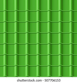 Tiled roof seamless pattern. Green color. Modern style. Vector illustration