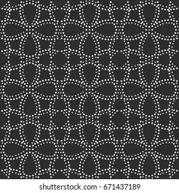 Tiled seamless geometric pattern of dots. Abstract black and white mosaic background. Black and white floral motifs - vector illustration.
